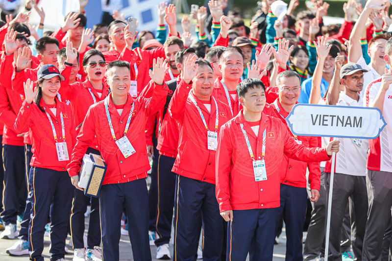 Đoàn Thể thao Việt Nam dự Lễ thượng cờ SEA Games 33. Ảnh: Cổng thông tin điện tử Bộ VH,TT&DL