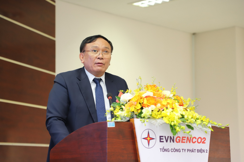 Đồng chí Trần Phú Thái, Bí thư Đảng ủy, Chủ tịch HĐQT EVNGENCO2 phát biểu tại Đại hội.