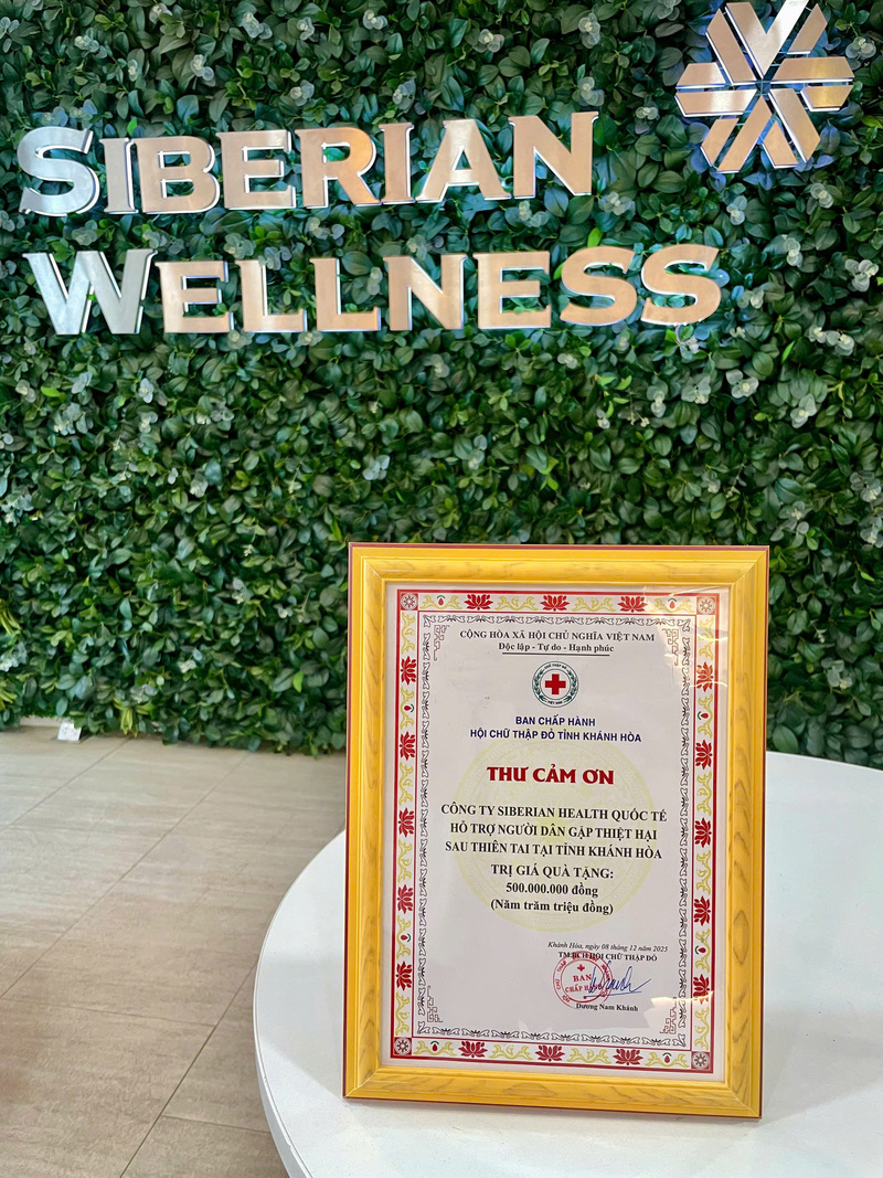 Thư cảm ơn của Hội Chữ thập đỏ tỉnh Khánh Hòa tới Công ty Siberian Health Quốc tế