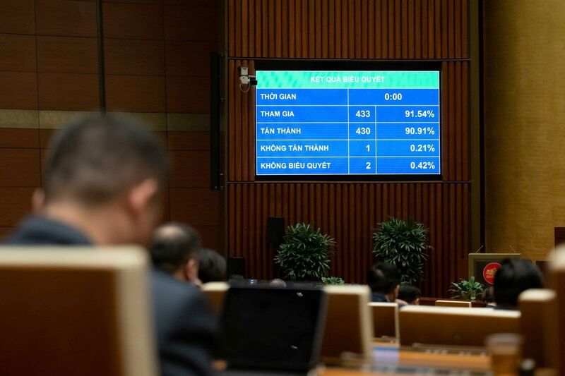 Quốc hội chính thức thông qua Nghị quyết về chủ trương đầu tư Dự án đầu tư xây dựng đường bộ cao tốc Vinh - Thanh Thủy. Ảnh: VPQH