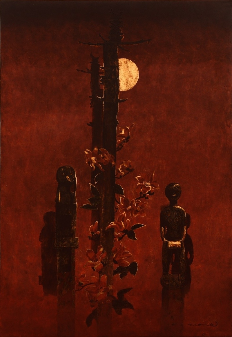 Tác phẩm "Âm vang Tây Nguyên" của họa sĩ Trần Tuấn Long. Ảnh: Cục Mỹ thuật, Nhiếp ảnh và Triển lãm