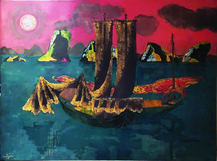 Tác phẩm "Thuyền Hạ Long" của họa sĩ Nguyễn Văn Tỵ. Ảnh: Cục Mỹ thuật, Nhiếp ảnh và Triển lãm