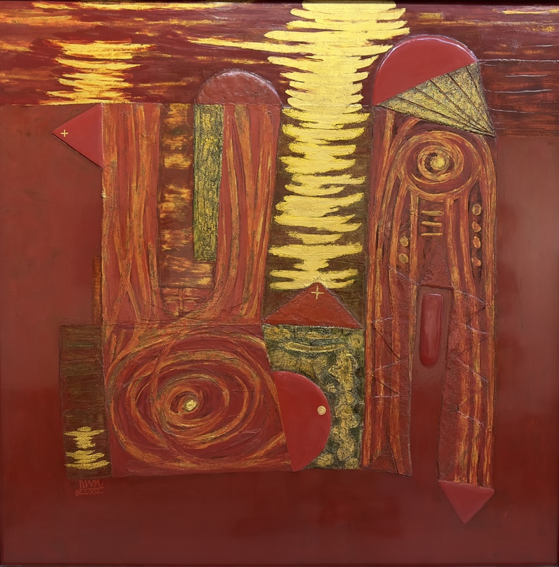 Tác phẩm "Tiên Dung - Chử Đồng Tử" của họa sĩ Diệp Qúy Hải. Ảnh: Cục Mỹ thuật, Nhiếp ảnh và Triển lãm