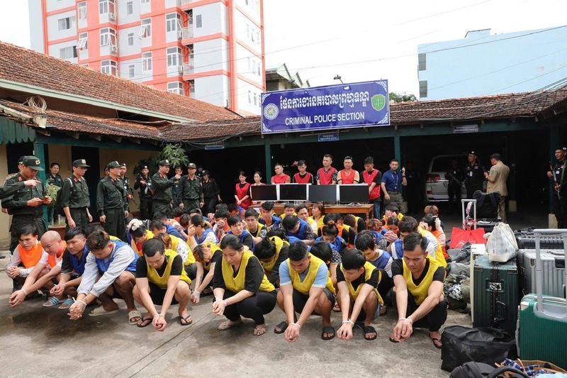 Các đối tượng bị bắt trong Chuyên án 0525L - một trong những chuyên án lừa đảo qua mạng lớn nhất từ trước đến nay do Công an tỉnh Lai Châu chủ trì. Ảnh: Công an tỉnh Lai Châu