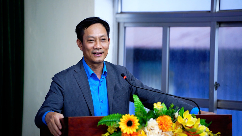 Chủ tịch Công đoàn Công Thương Việt Nam Lê An Hải phát biểu tại buổi lễ. Ảnh: Thái Mạnh