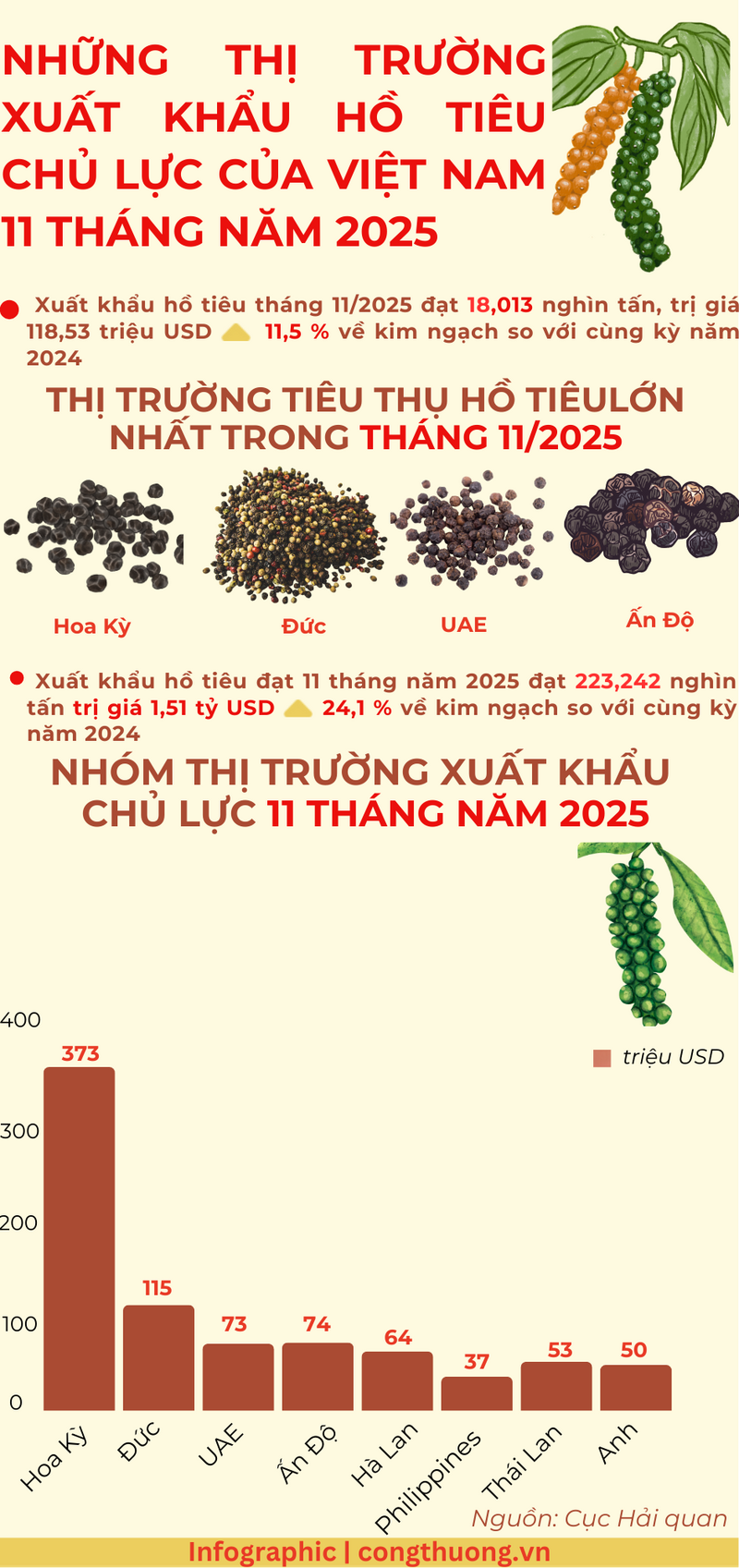Infographic | Những thị trường xuất khẩu hồ tiêu chủ lực của Việt Nam - 1