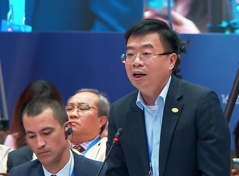 Ông Lê Tiến Trường - Chủ tịch HĐQT Tập đoàn Dệt may Việt Nam - phát biểu tại diễn đàn.