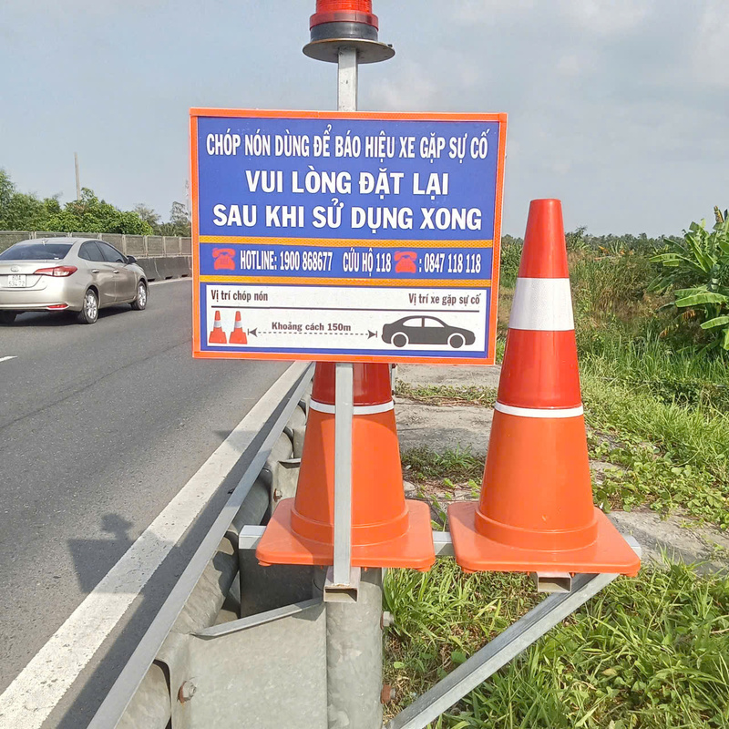 Ý tưởng lắp đặt hệ thống cảnh báo sớm với các chóp nón màu cam hiện đã được doanh nghiệp tiếp tục triển khai trên nhiều tuyến quốc lộ.