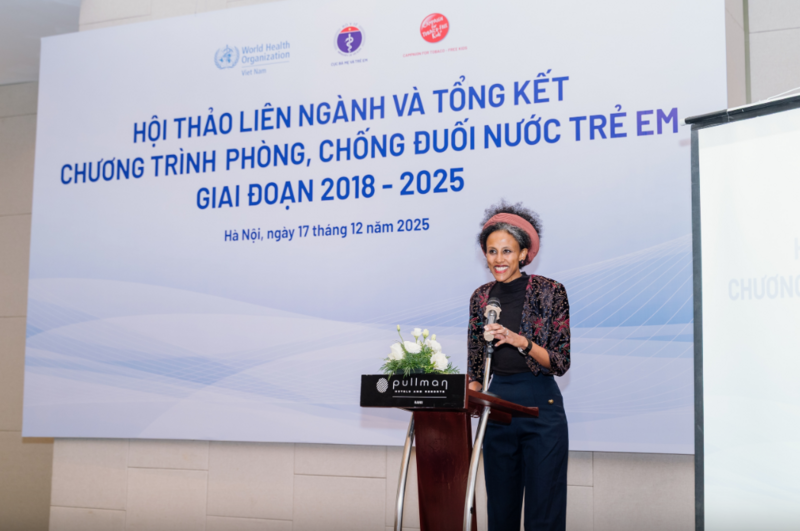 Bà Meheret Melles-Brewer, Đại diện WHO tại Việt Nam phát biểu tại hội thảo - Ảnh: Trần Minh
