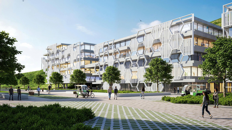 Phối cảnh khu tổ hợp văn phòng của Trung tâm trí tuệ nhân tạo AI tại Gia Lai.