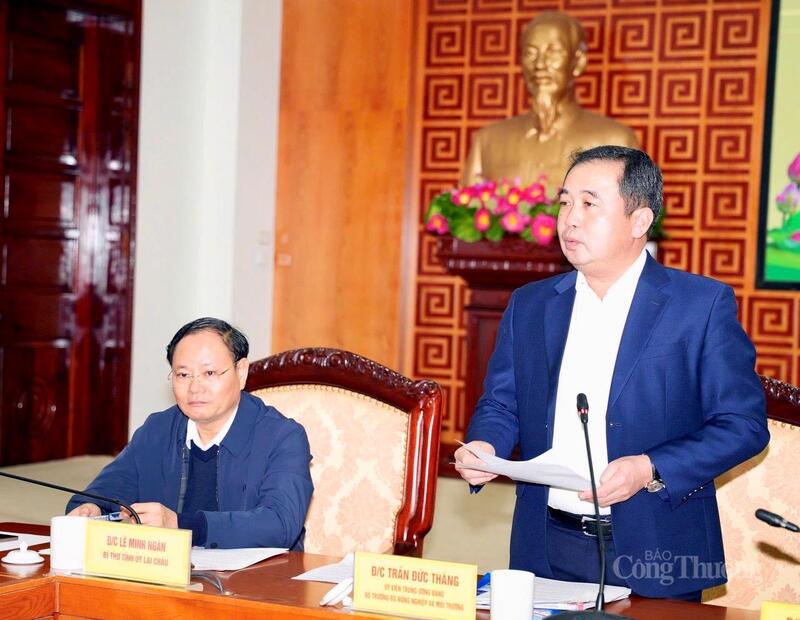 Bộ trưởng Bộ Nông nghiệp và Môi trường Trần Đức Thắng ghi nhận và đánh giá cao những kết quả Lai Châu đạt được trong phát triển kinh tế – xã hội thời gian qua.