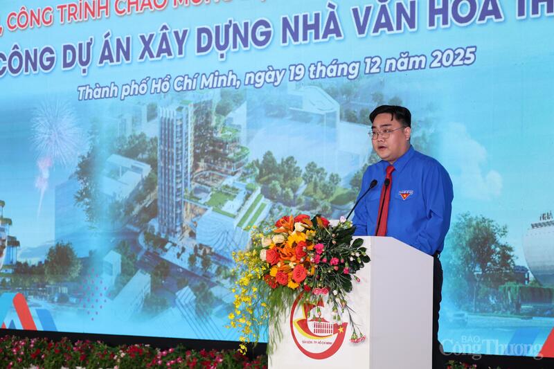 Bí thư Thành đoàn TP. Hồ Chí Minh Ngô Minh Hải phát biểu tại lễ khởi công