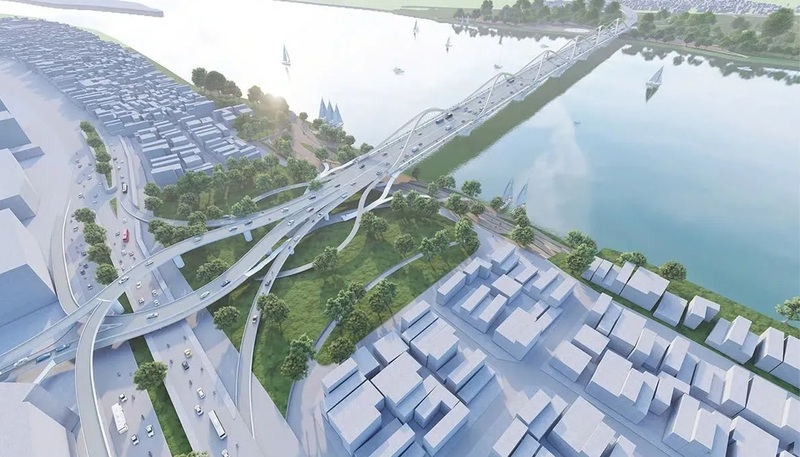 Phối cảnh cầu Trần Hưng Đạo. Ảnh: UBND TP. Hà Nội.