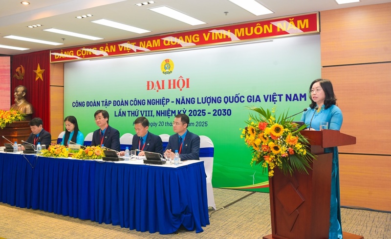 Đồng chí Thái Thu Xương - Phó Chủ tịch Thường trực Tổng Liên đoàn Lao động Việt Nam phát biểu tại đại hội.