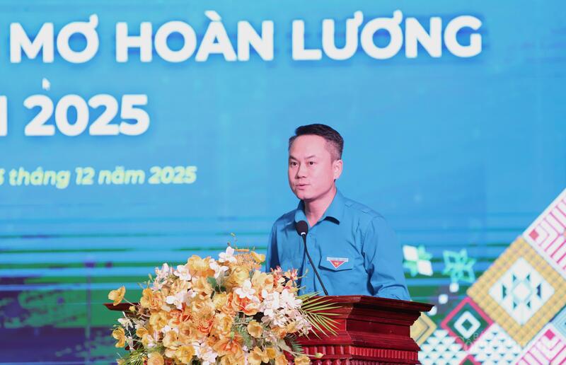 Anh Nguyễn Kim Quy, Phó Chủ tịch Thường trực Trung ương Hội LHTN Việt Nam phát biểu tại chương trình. Ảnh: Đăng Hải