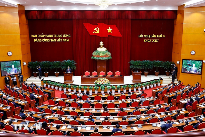 Tổng Bí thư Tô Lâm phát biểu bế mạc Hội nghị lần thứ 15 Ban Chấp hành Trung ương khóa XIII. Ảnh: Doãn Tấn/TTXVN