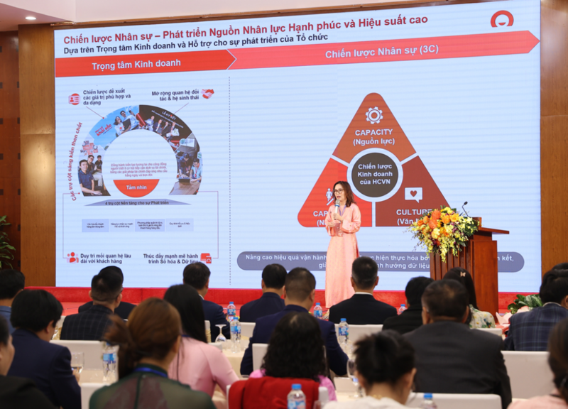 Bà Văn Thị Hồng Hạnh - Giám đốc Nhân sự Home Credit chia sẻ tại diễn đàn.