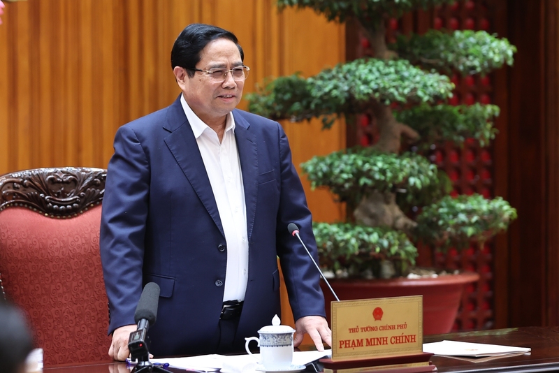 Thủ tướng Phạm Minh Chính phát biểu tại cuộc làm việc. Ảnh: VGP/Nhật Bắc