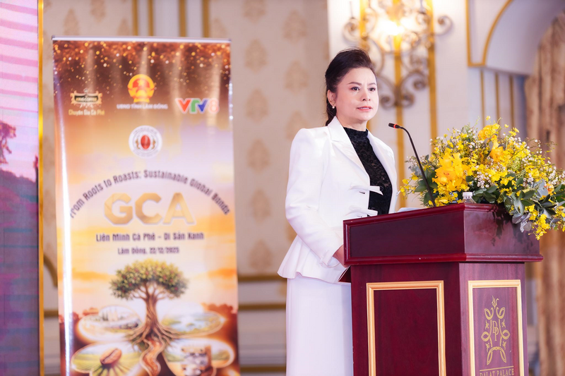 CEO Lê Hoàng Diệp Thảo - nhà sáng lập King Coffee phát biểu tại Lễ khai mạc Lễ hội Di sản cà phê toàn cầu 2025 lần thứ nhất ngày 21/12.