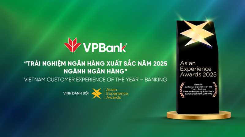 VPBank nhận giải thưởng “Trải nghiệm khách hàng của năm – ngành Ngân hàng” do tạp chí Asian Business Review trao tặng.