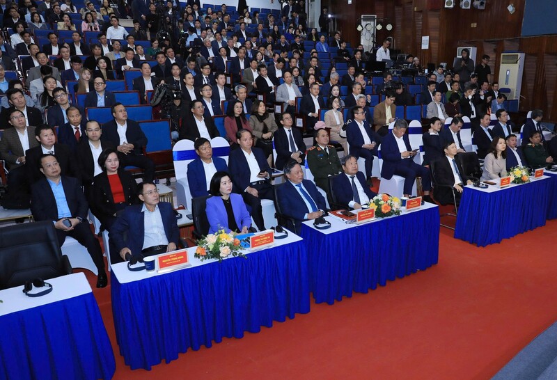 Các đại biểu tham dự hội nghị tại điểm cầu Hà Nội.