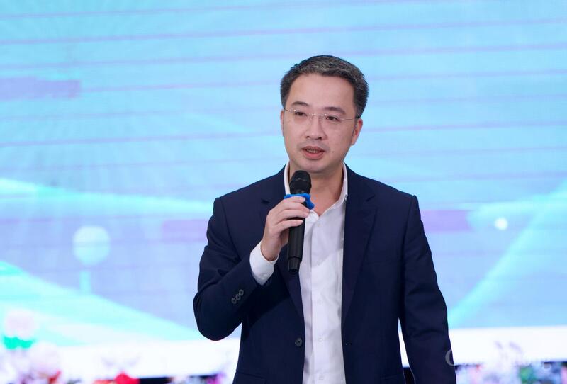 Bí thư Trung ương Đoàn, Chủ tịch Trung ương Hội Liên hiệp Thanh niên Việt Nam Nguyễn Tường Lâm phát biểu tại hội nghị.