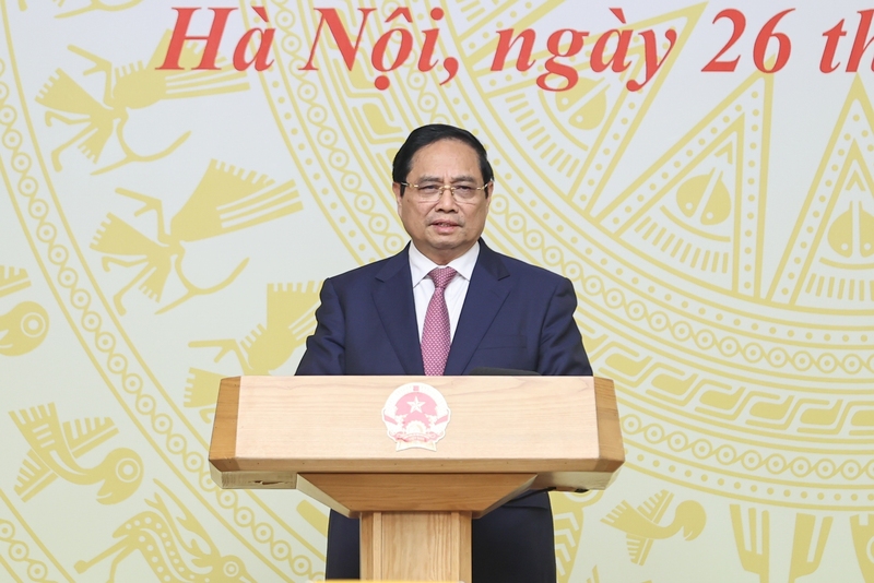 Thủ tướng Phạm Minh Chính phát biểu tại buổi gặp mặt, biểu dương các học sinh đoạt giải tại các kỳ thi quốc tế năm 2025. Ảnh: VGP/Nhật Bắc