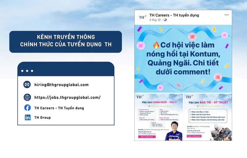 Các kênh truyền thông chính thức của tuyển dụng Tập đoàn TH.