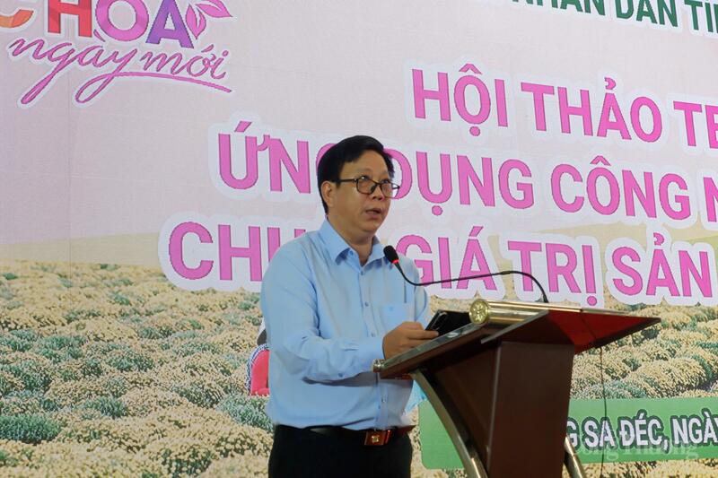 Ông Lê Quang Khôi - Giám đốc Sở Khoa học và Công nghệ tỉnh Đồng Tháp phát biểu khai mạc. Ảnh: Minh Anh