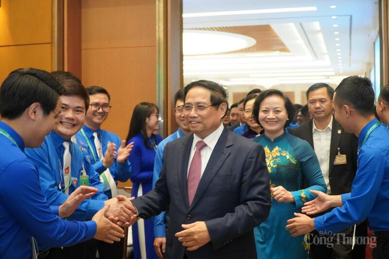 Thủ tướng Phạm Minh Chính, Phó Thủ tướng Phạm Thị Thanh Trà dự Đại hội Đoàn Thanh niên Chính phủ lần thứ I, nhiệm kỳ 2025 - 2030. Ảnh: Minh Trang