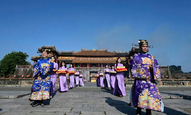 Tái hiện lễ Ban Sóc tại Đại nội Huế. Ảnh: Nguyễn Tuấn