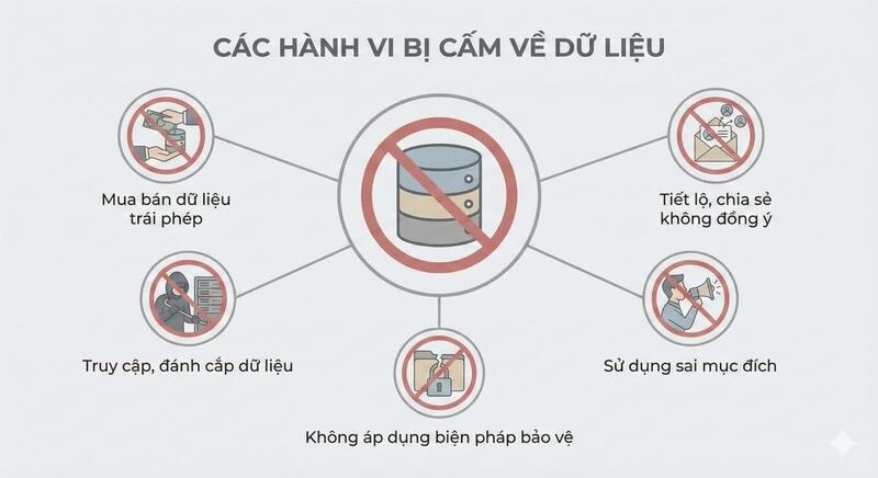 Các hành vi nghiêm cấm về dữ liệu. Ảnh: Tuệ Lâm