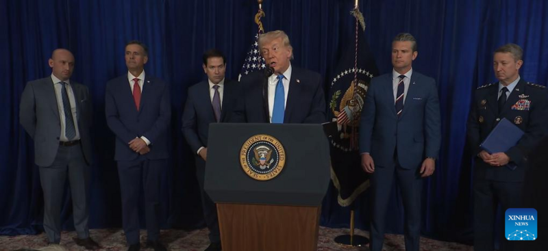 Tổng thống Mỹ Donald Trump trong cuộc họp báo tại khu nghỉ dưỡng Mar-a-Lago ở Florida (Mỹ). Ảnh: Xinhua.