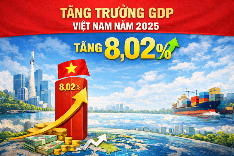 Tăng trưởng GDP năm 2025 ước đạt 8,02%