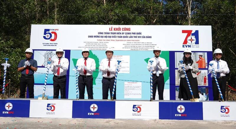 Khởi công công trình Trạm biến áp 220kV tại đặc khu Phú Quốc (tỉnh An Giang).