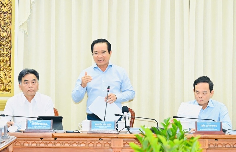 Ông Nguyễn Văn Được - Chủ tịch UBND TP. Hồ Chí Minh - phát biểu tại hội nghị. Ảnh: Việt Dũng