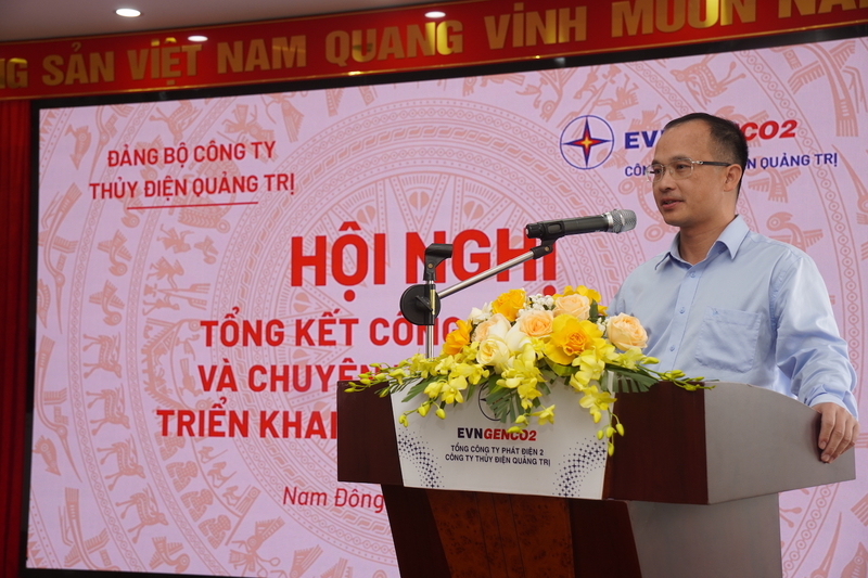 Đồng chí Nguyễn Hữu Thịnh - Phó Bí thư Đảng ủy, Tổng Giám đốc EVNGENCO2 phát biểu chỉ đạo tại hội nghị. Ảnh: Trang Sinh