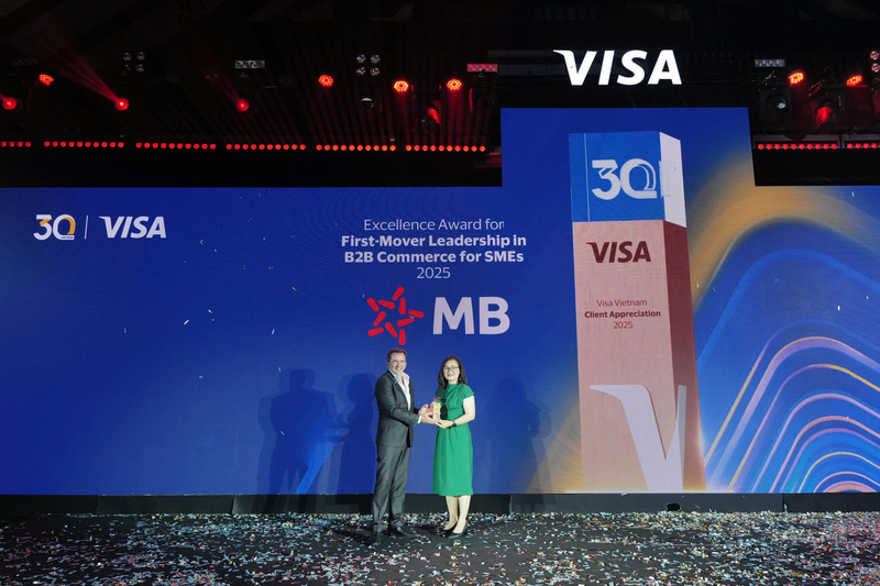 VPBank, Ngân hàng Shinhan Việt Nam, và MB được Visa vinh danh với “Giải thưởng Xuất sắc dành cho Đơn vị Tiên phong trong Thương mại B2B cho SME 2025”.
