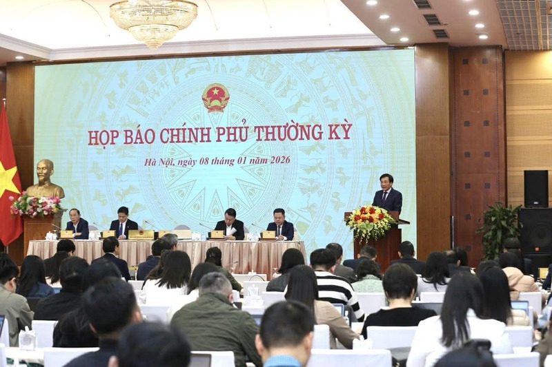 Họp báo Chính phủ thường kỳ tháng 12 diễn ra chiều 8/1 tại Hà Nội. Ảnh: VGP/Minh Khôi