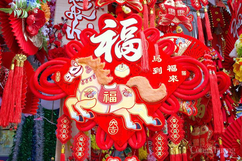 Từ đầu phố đến cuối phố, ngựa lớn, ngựa nhỏ, ngựa phi nước đại hiện diện trong đủ chất liệu, màu sắc, hình thù đa dạng, tạo nên một không gian Tết sống động và rực rỡ. Các linh vật ngựa được bán với giá từ 50.000 đến 300.000 đồng.