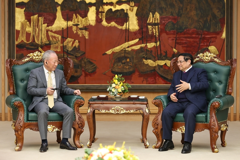 Thủ tướng Phạm Minh Chính tiếp ông Nghiêm Giới Hòa, người sáng lập Tập đoàn xây dựng Thái Bình Dương. Ảnh: VGP/Nhật Bắc