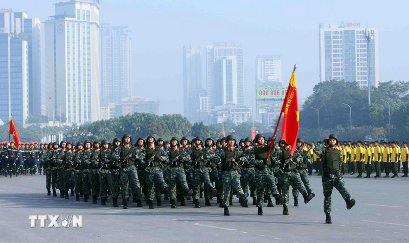 Các lực lượng tham gia lễ xuất quân. Ảnh: Phạm Kiên/TTXVN