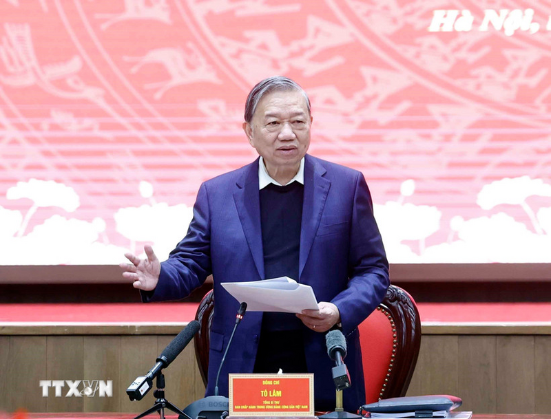 Tổng Bí thư Tô Lâm phát biểu tại buổi làm việc. Ảnh: Thống Nhất/TTXVN