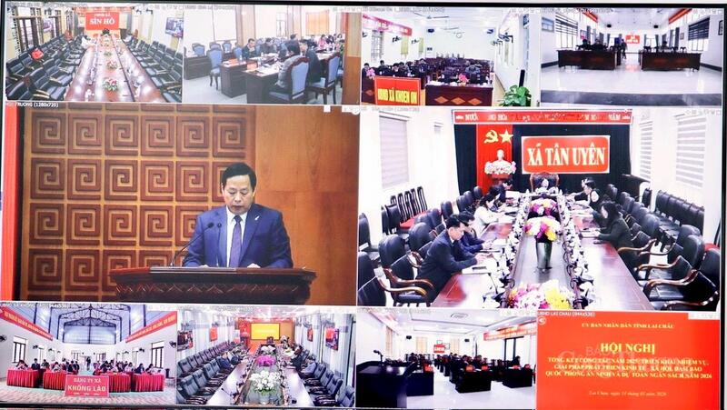 Hội nghị được tổ chức theo hình thức trực tiếp kết hợp trực tuyến từ điểm cầu tỉnh Lai Châu đến các điểm cầu xã, phường trên địa bàn.