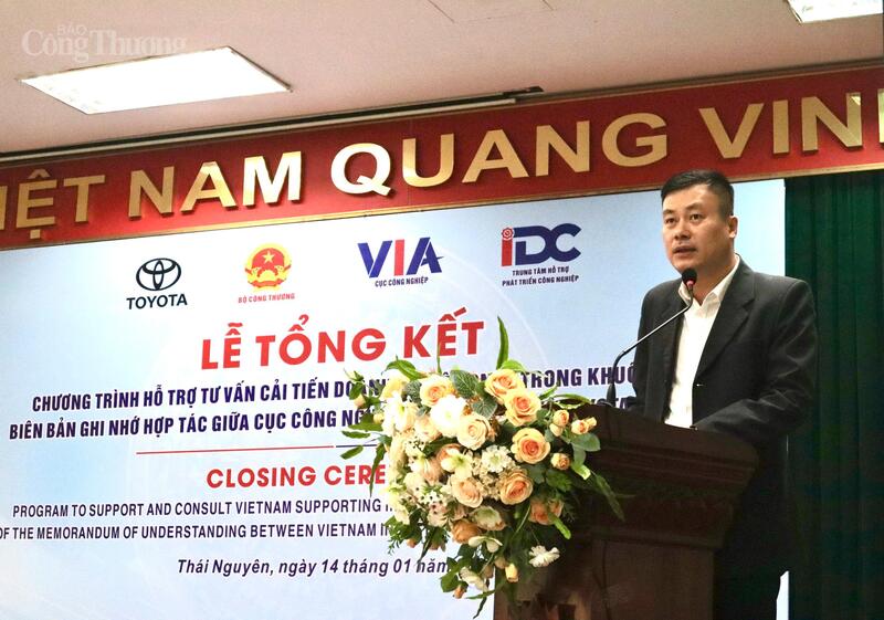 Ông Chu Việt Cường, Giám đốc Trung tâm Hỗ trợ phát triển công nghiệp (IDC), Cục Công nghiệp (Bộ Công Thương) phát biểu tại chương trình. Ảnh: Hoa Quỳnh