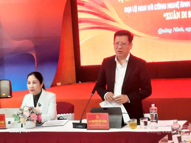 Ông Nguyễn Việt Dũng - Giám đốc Sở Văn hóa, Thể thao và Du lịch Quảng Ninh phát biểu tại buổi họp báo.