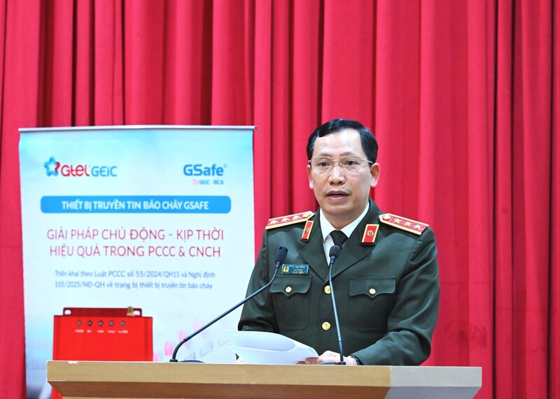 Thượng tướng Lê Văn Tuyến, Thứ trưởng Bộ Công an phát biểu tại lễ ra mắt. Ảnh: Phan Anh