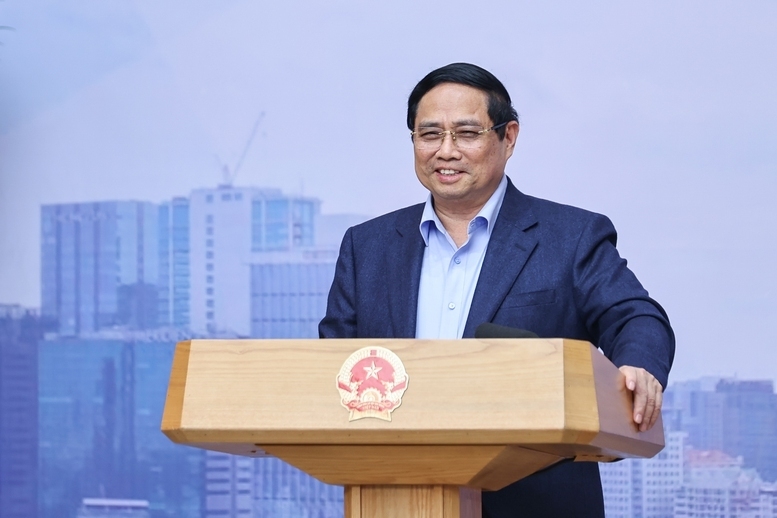 Thủ tướng Chính phủ Phạm Minh Chính nhấn mạnh, việc Việt Nam chủ động định vị vai trò mới trong mạng lưới tài chính quốc tế là yêu cầu tất yếu - Ảnh: VGP/Nhật Bắc