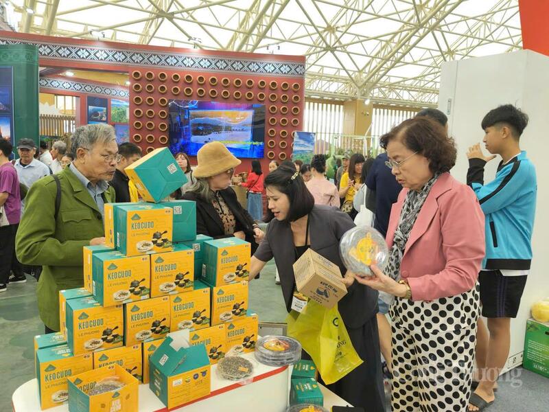 Gian hàng tỉnh Hà Tĩnh được nhiều người dân Thủ đô ưa chuộng tại Hội chợ Mùa Thu năm 2025. Ảnh: Phúc Sơn