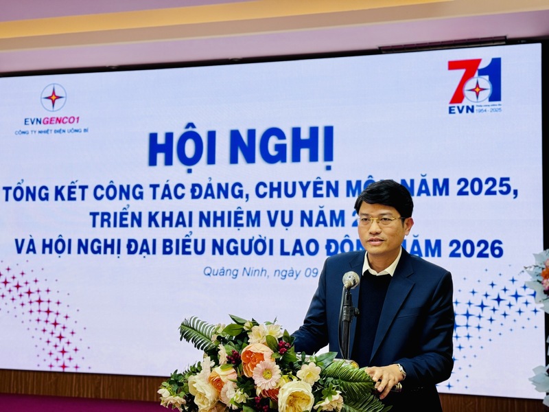 Ông Võ Mạnh Hà, Phó Tổng giám đốc EVNGENCO1 phát biểu chỉ đạo tại Hội nghị tổng kết